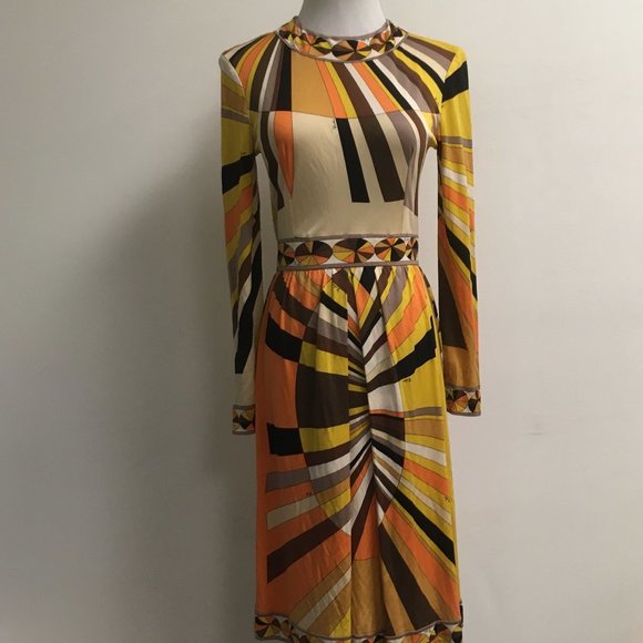 Vintage Emilio Pucci long sleeve dress 10 fits 4